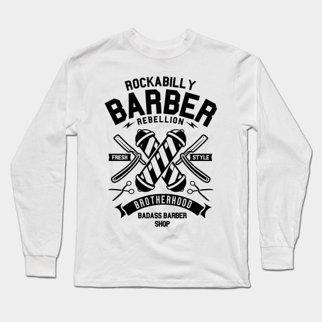 Rockabilly Barber Long Sleeve T-Shirt by Z1